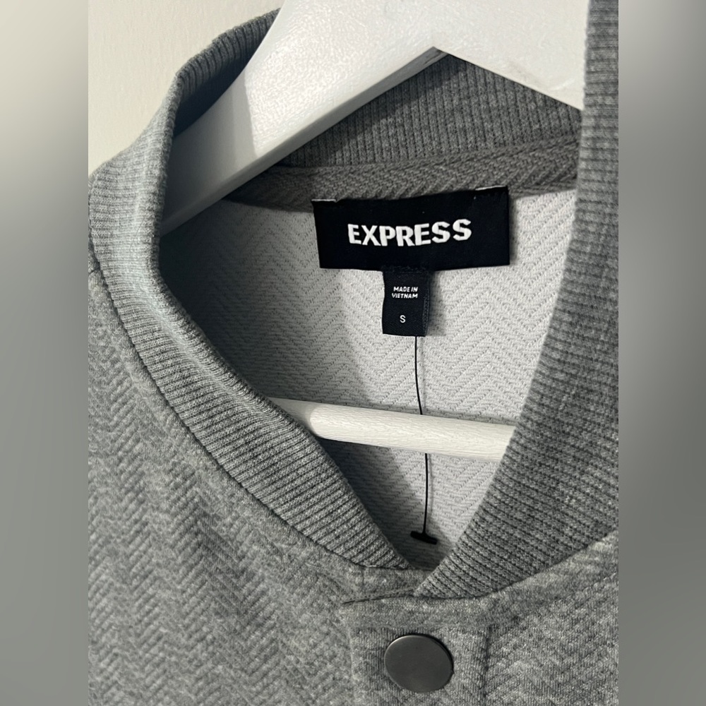 NEW men fashion gray light jacket with snap buttons size small by Express - Picture 5 of 5